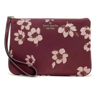 Kate Spade Large Wristlet Chelsea The Little Better Floral Nylon Deep Berry NWOT